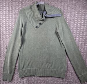 Women's Gap Olive Green Pullover Asymmetrical Button-Neck Sweater Size L